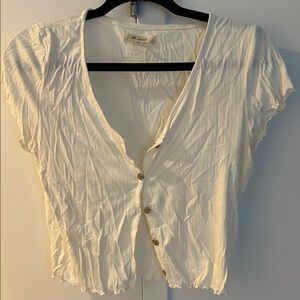 White Button-Up Top by Brandy Melville